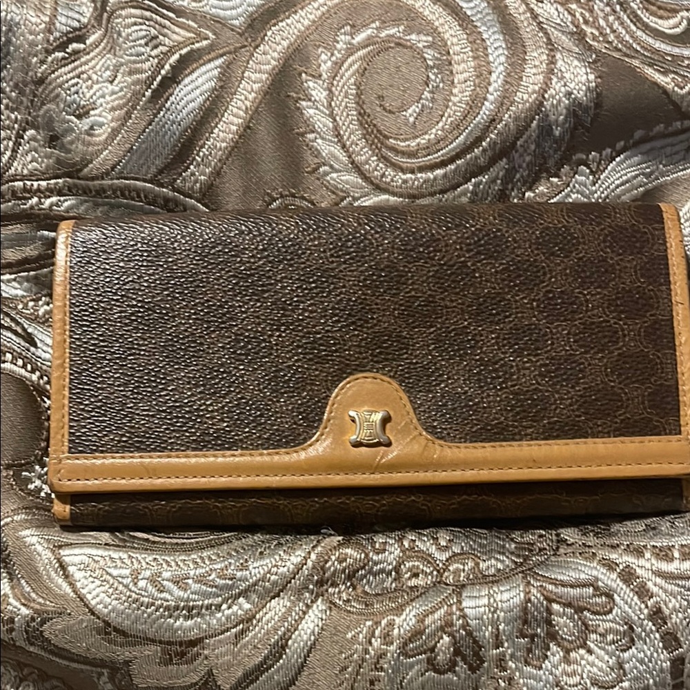 Celine Brown Monogram Wallet with Elegant Leather Trim